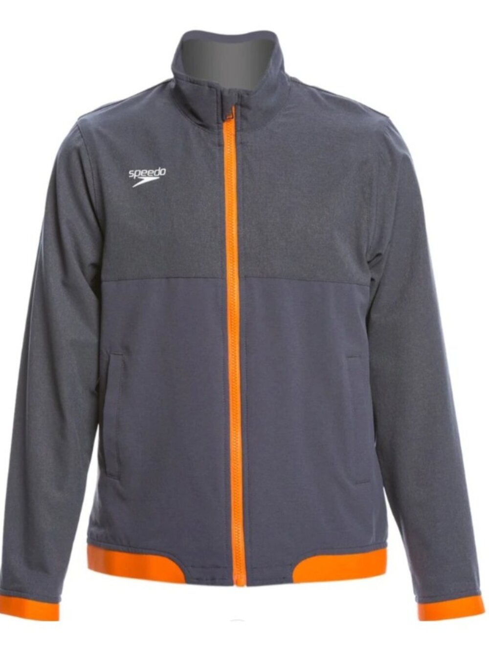 Speedo Youth Tech Warm Up Jacket Lightweight Size S Gray/Blue Speedo Orange NWT